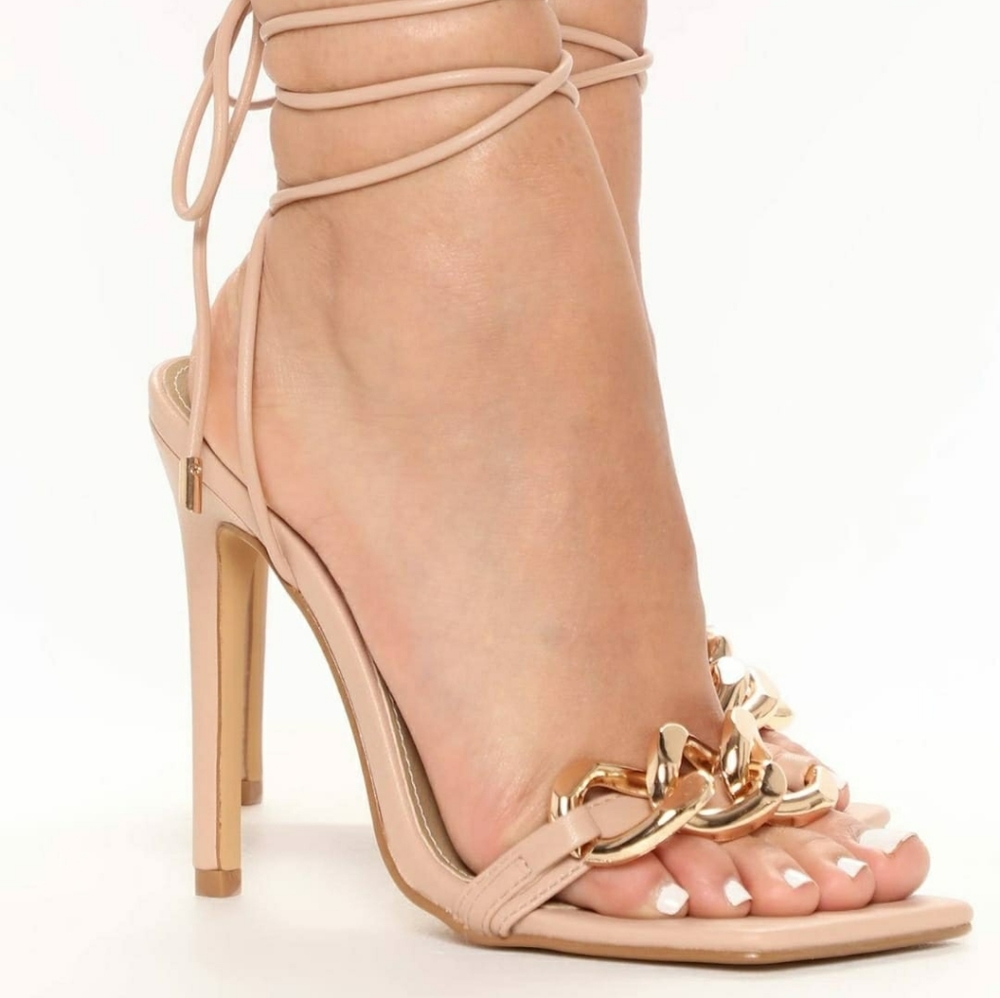 Mayra Lace up High Heels - Nude